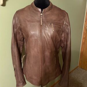 Women’s Brown Leather Motorcycle Jacket